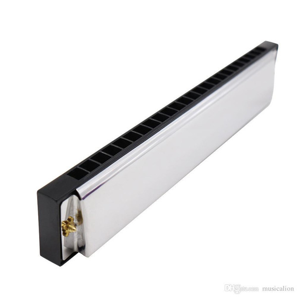 Manufacturer Wholesale 24 Orifice Organ Students Primary Harmonica 24 Hole C Tone Harmonica Silver 17.7*2.8*2 Cm