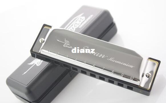 New Arrive Silver Swan Harmonica 10 Holes Key of C for Blues Rock Jazz Folk Harmonicas