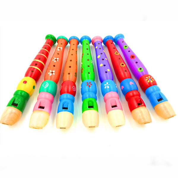 Wooden flute cartoon Wooden clarinet in children 6 small hole piccolo Wind instrument infants and young children educational toys