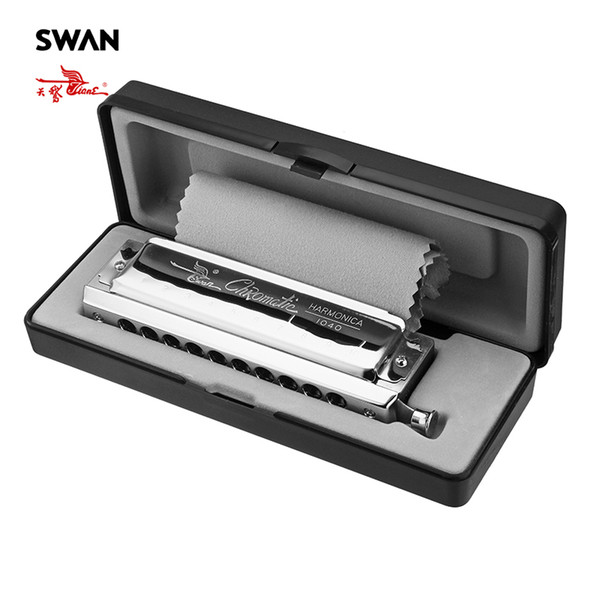 Swan SW1040-5 Rounded Mouthpiece 10 Holes 40 Tones Chromatic Harmonica Switchable Woodwind Musical Instrument Swan Harmonica