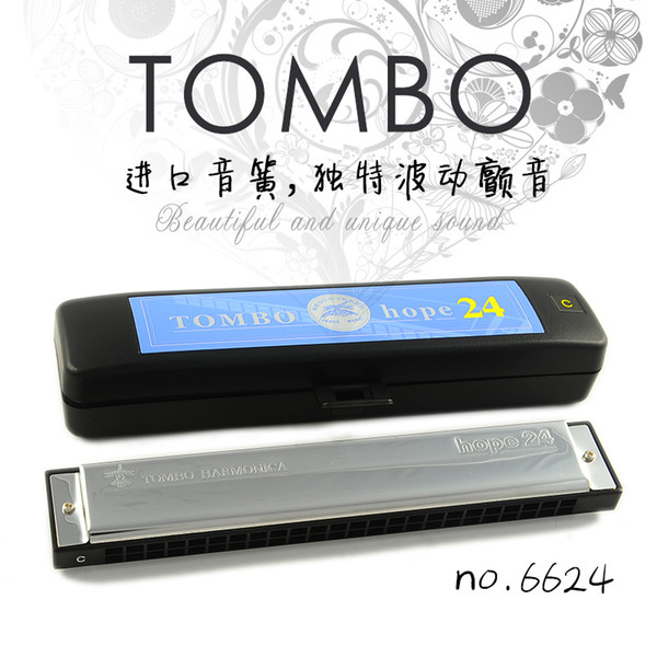 Japan TOMBO Harmonica 6624 High Level Play for Beginner Adult Children Polyphonic C Tune 24 Hole Harmonica