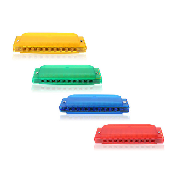 Harmonica 10 Holes 20 Tones Blues Harps Multi-Colors Plastic C Key Accordions Musical Instrument Woodwind Students Kids