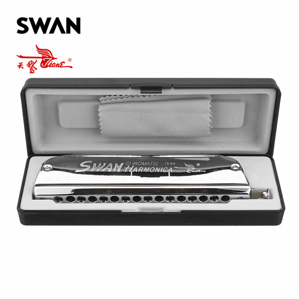 Swan SW1664-4 16 Holes 64 Tones Chromatic Harmonica High-end Musical Instrument Accordion Mouthpiece Mouth Harp Organ