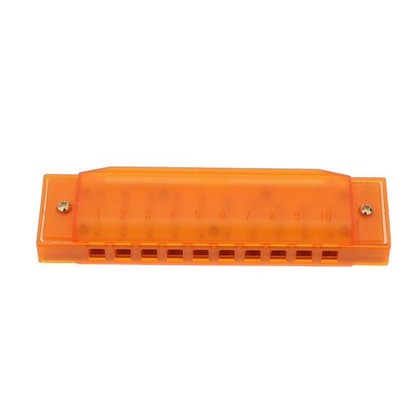 Orange Diatonic Harmonica 10 Holes Blues Harp Mouth Organ Key of C Reed Instrument with Case Kid Musical Toy Green