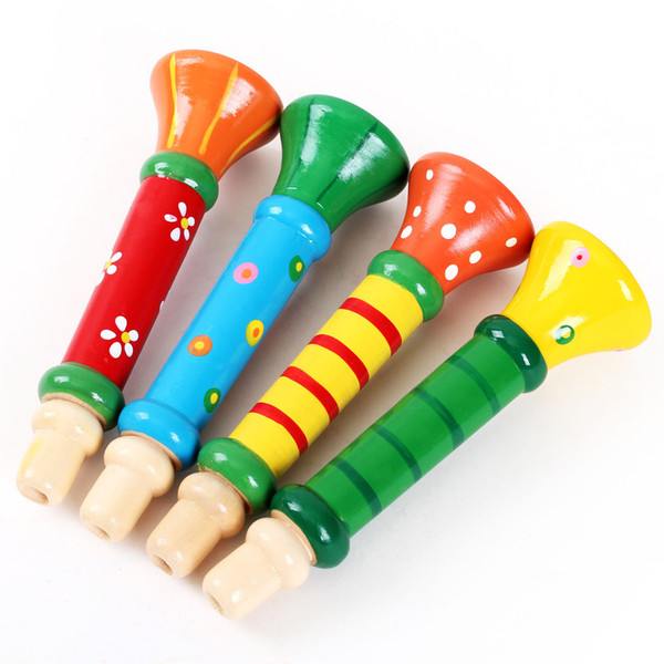 The wooden trumpet sound blow whistle toy baby children playing musical instruments early childhood educational toys wholesale