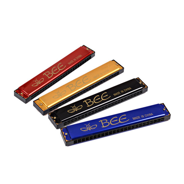 High Quality Metal 24 Holes Tremolo Harmonica Children Musical Toys Mouth Organ as the best gift for kids free shipping