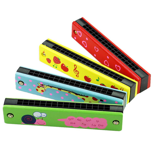 Colorful Wooden Harmonica Diatonic Kids Musical Instruments Wooden Toys 16 hole Harmonica Blues Educational Toys for Children