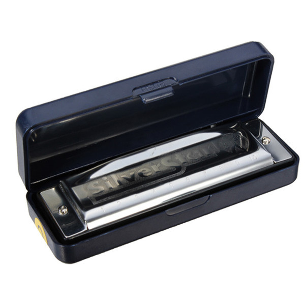 High Quality Silver Star HOHNER C Key 10 Holes Blues Jazz Harmonica Organ With Box Instrumentos