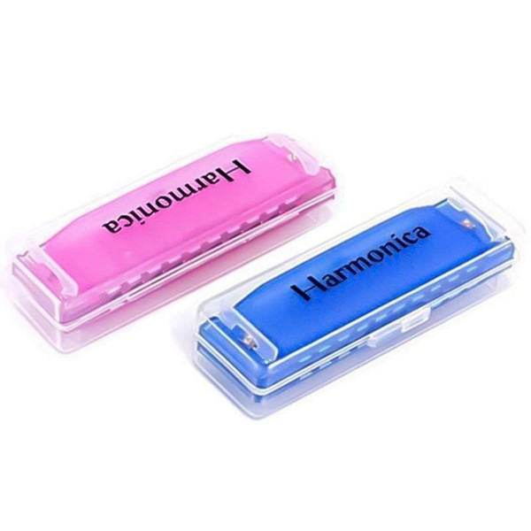 FSTE-2 PCS Translucent Children Harmonica,10 Hole Harmonica(Blue,Pink)