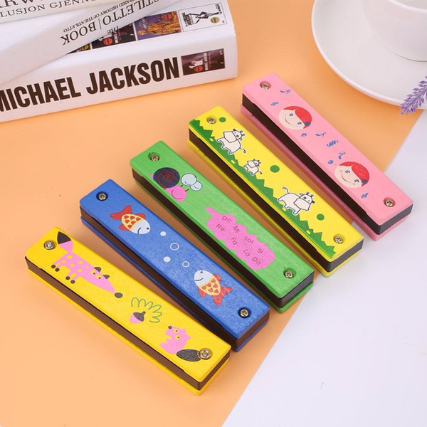 Wooden Painting Harmonica Kids Enlightenment Learining Musical Instrument Random Woodwind instruments Harmonica