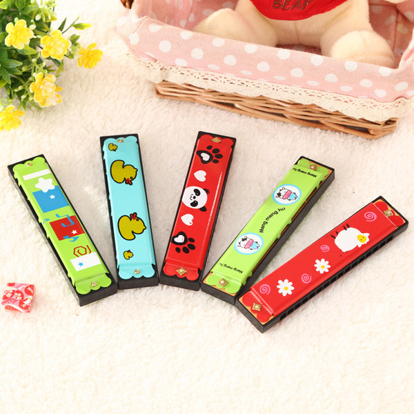 The 16 hole harmonica metal band children cartoon baby single row birthday gift toy harmonica