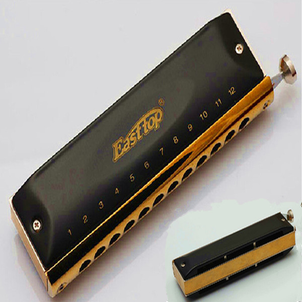 Wholesale-Easttop Chromatic Harmonica Brass Comb 12 Hole 48 Tone C Armonica Mouth Ogans Instrumentos de Musica Chromatic Harmonica 12