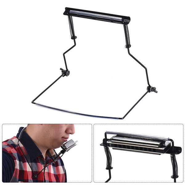 Metal Harmonica Mouth Organ Holder Harmonica Neck Stand Bracket for 10 Holes Harmonica Hands Free Playing