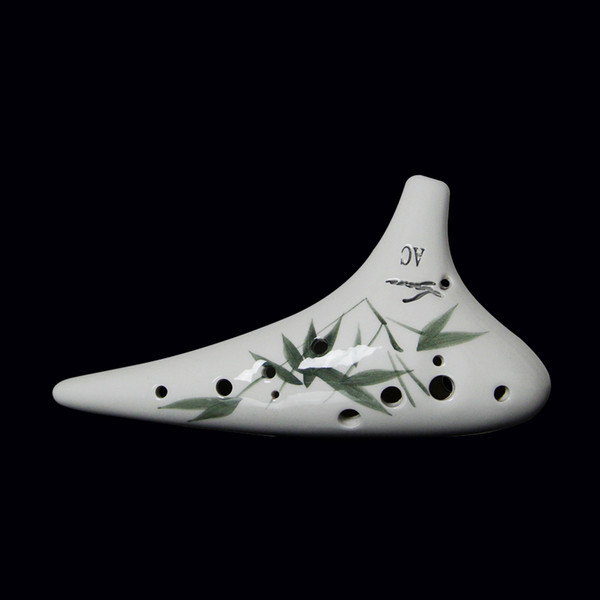 Wholesale-12 hole ocarina flute made of clay AC Flute Instrument Ocarina Instrument Ceramic Alto Bag Handmade Pattern drawing