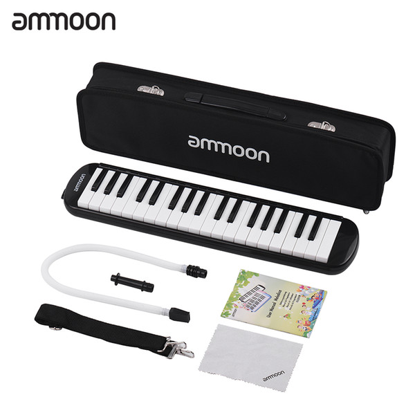 ammoon 37 Keys Melodica Pianica Piano Style Keyboard Harmonica Mouth Organ with Mouthpiece Cleaning Cloth Case for Beginners