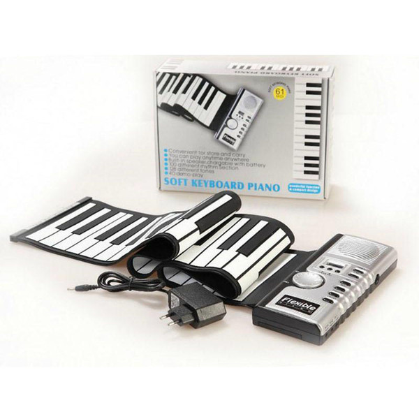 61 Keys Flexible Synthesizer Hand Roll up Roll-Up Portable USB Soft Keyboard Piano MIDI Build in Speaker Electronic Piano