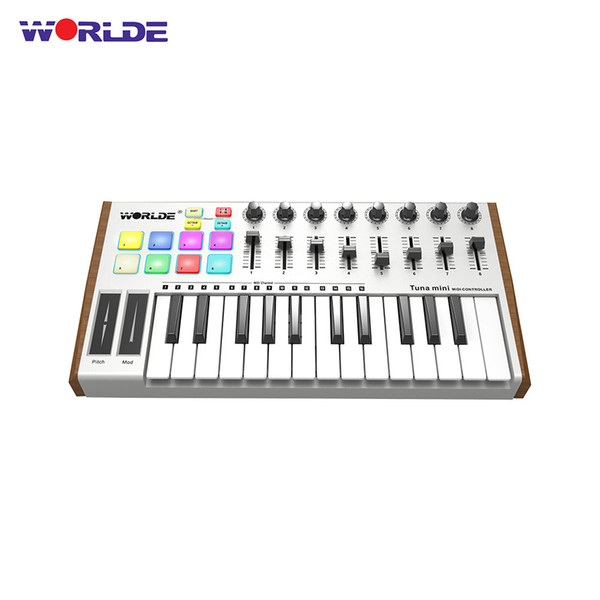 NEW!!! WORLDE TUNA MINI Ultra-Portable 25-Key USB MIDI Keyboard Controller 8 RGB Backlit Trigger Pads with 6.35mm Pedal Jack
