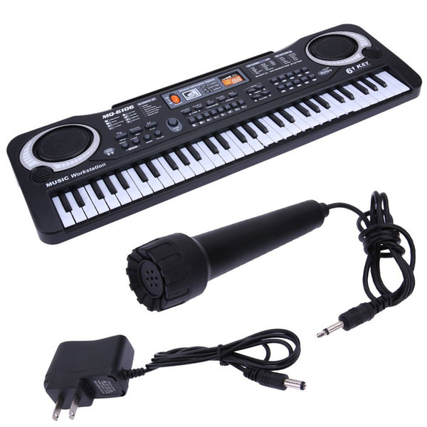 Multifunctional Electronic Piano with Microphone Plastic Children 61 Keys Digital Music Electronic Keyboard Gift for boys &girls