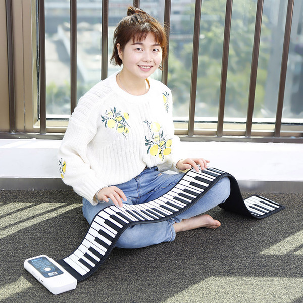 Portable Silicone 61/88 Keys Hand Roll Up Piano with USB MIDI Electronic Keyboard foldable eletronic piano free shipping