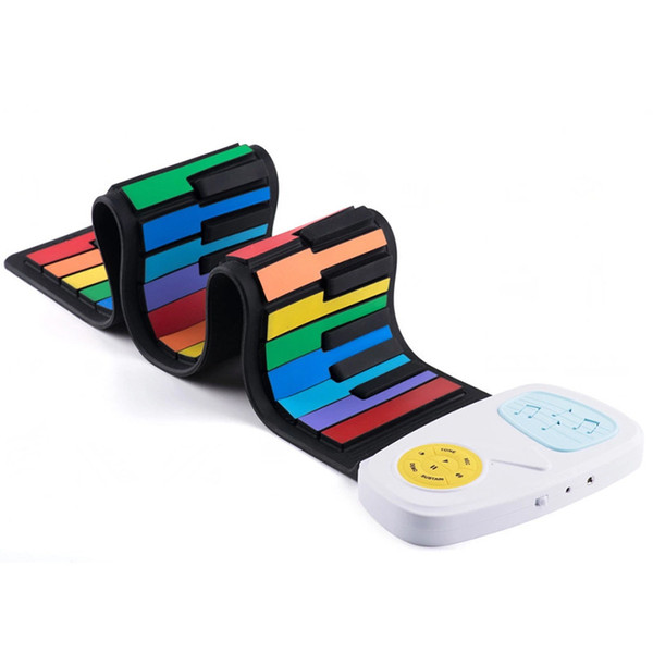 2018 new arrival 49-key hand roll piano children's entry keyboard fun silicone piano With 6 demo songs support recording