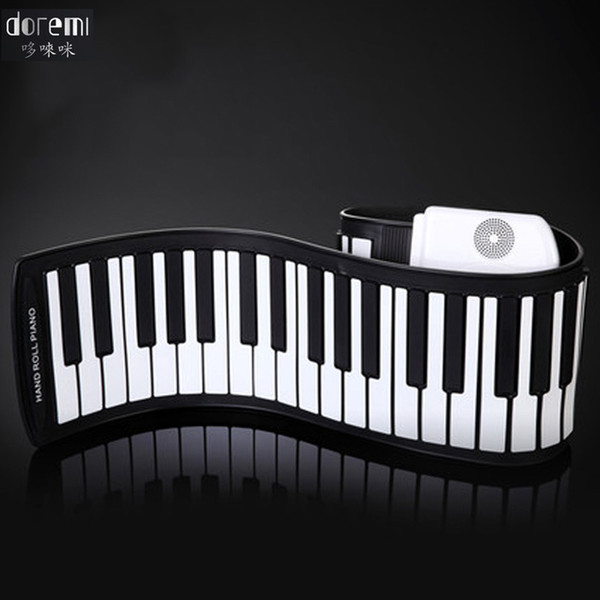 DoReMi 61 Keys Hand Roll Up Electronic Piano White Rechargeable Foldable Keyboard Portable Professional Foldable Piano S-218
