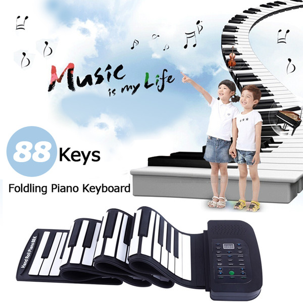KONIX PA88 Portable 88 Keys Keyboard Piano 140 Tones Electronic Folding Roll Up MIDI Piano Built-in Speaker with Battery