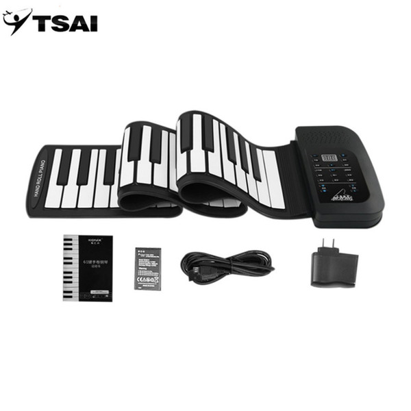 TSAI Roll Up Piano 61 Key Flexible Silicon Preliminary Electronic Training TSAI Tool Professional Musical Instrument Popular