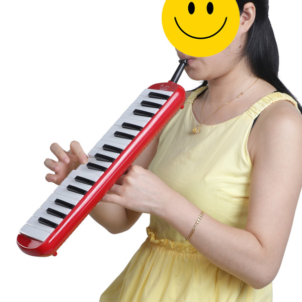 32 Key Melodica with Blowpipe & Blow Pipe for Student Harmonica Children Kit Toys Musical Instruments Red