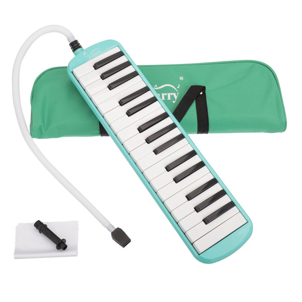 New 32 Key Melodica with Blowpipe & Blow Pipe for Student Harmonica Children Toys Musical Instruments Green