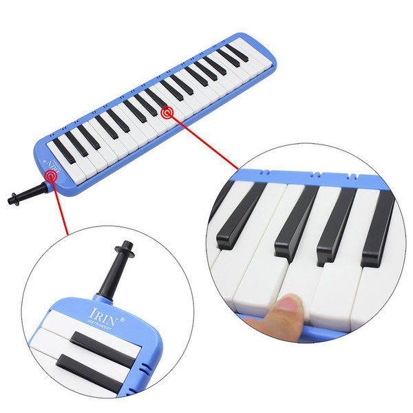 IRIN 1set 37 Piano Keys Melodica Musical Instrument with Carrying Bag for Students Beginners Kids Blue