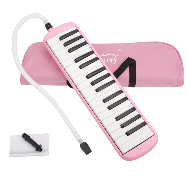 New 32 Key Melodica with Blowpipe & Blow Pipe for Student Harmonica Children Toys Musical Instruments Pink