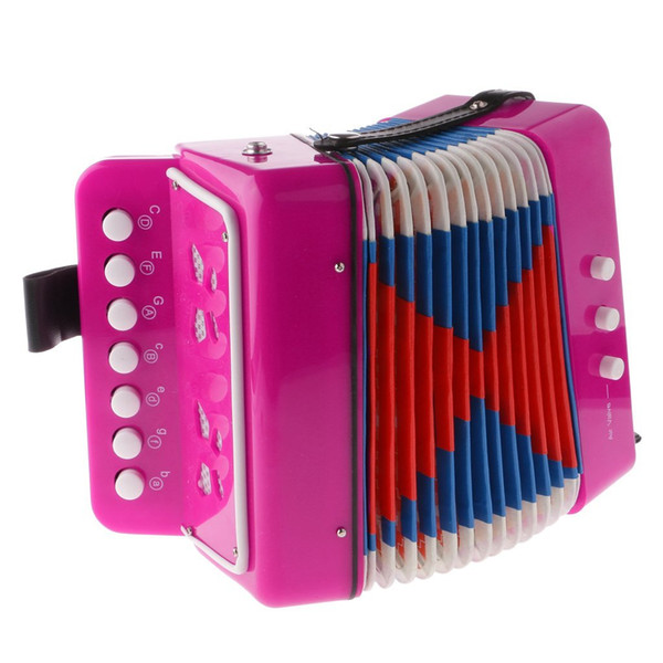 MMFC-7 Button Key Accordions Educational Toy Children Musical Instrument - Red Rose