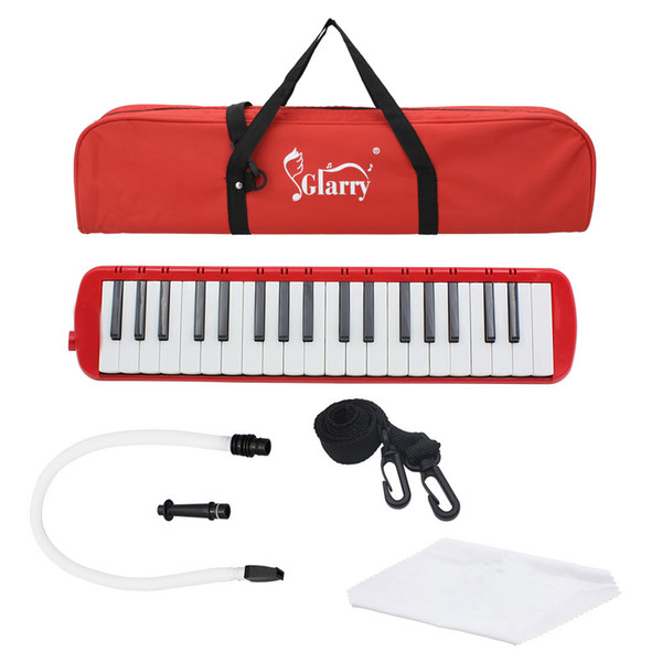 37 Piano Style Key Melodica Musical Education Instrument for Beginner Kids Children Gift with Carrying Bag Red