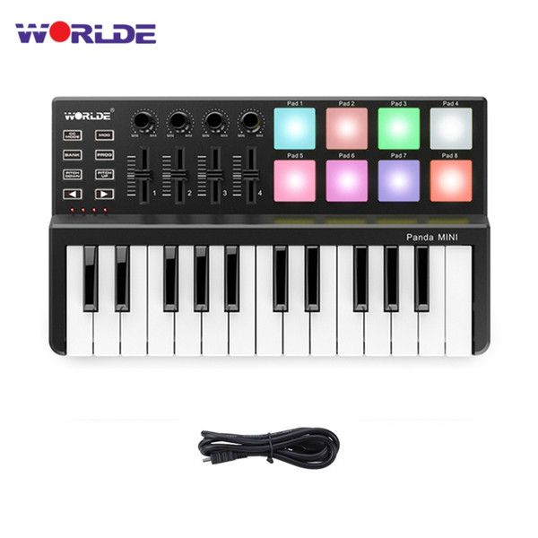 WORLDE Panda MIDI Keyboard 25 Keys Mini Piano Ultra Portable USB Keyboard With Drum Pad MIDI Controller Professional