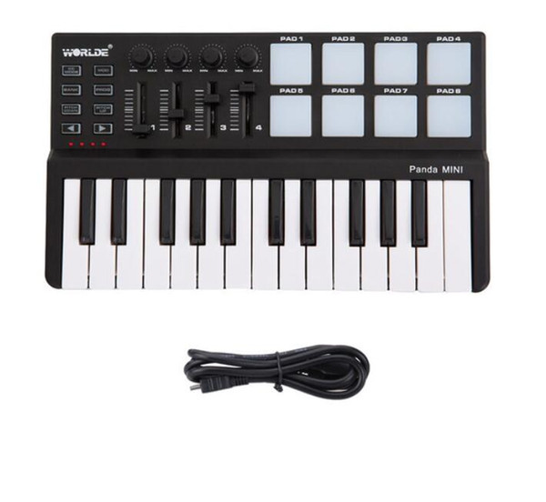 High Quality Worlde mini Portable Mini Keyboard and Drum Pad 25-Key USB MIDI Controller Free Shipping
