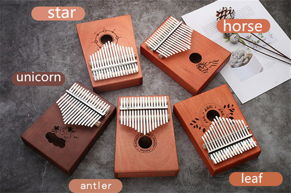 C003 High quality 17 Keys Kalimba Wood Mahogany Body Thumb Piano Musical Instrument accessories colors can be choosed