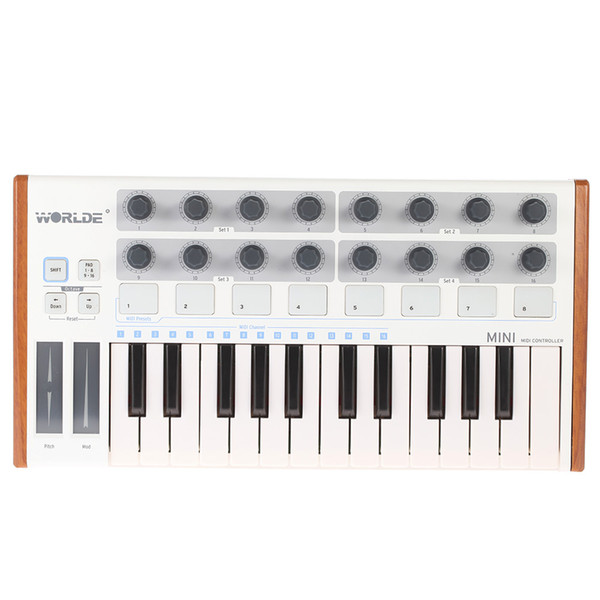 wholesale Ultra-Portable Mini Professional 25-Key USB MIDI Drum Pad and Keyboard Controller