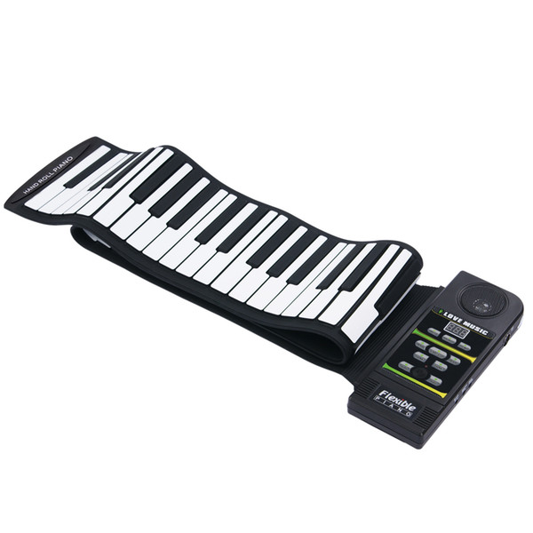 KONIX PN88S Black 88Keys 28 Tones 100 Rhythms Electronic Flexible Roll Up Piano USB & MIDI Port with Speaker for Children