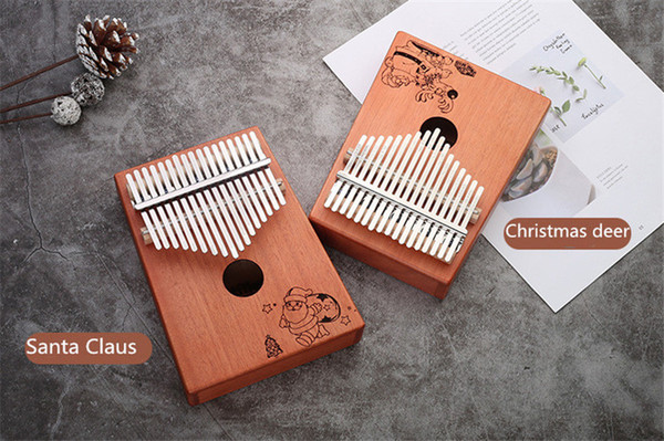 High quality Christmas series 17 Keys Kalimba Wood Mahogany Body Thumb Piano play with guitar Musical Instrument accessories