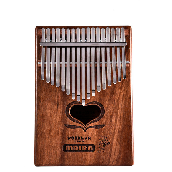 17 Key Kalimba Mahogany Thumb Piano Mbira Calimba Natural Mini Keyboard Instrument (With Tuner Hammer + Manual + Portable bag)