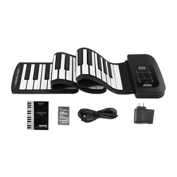 TSAI Portable Flexible Roll Up Electronic Piano 61 Keys USB Rechargeable Digital Keyboard with 128 Tones Built-in Speaker