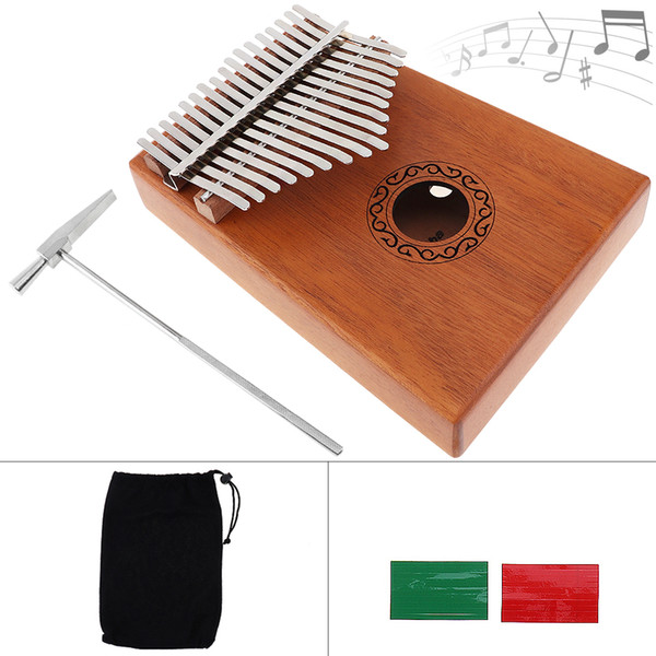 17 Key Kalimba Single Board Mahogany Thumb Piano Mbira Mini Keyboard Instrument with Complete Accessories free shipping