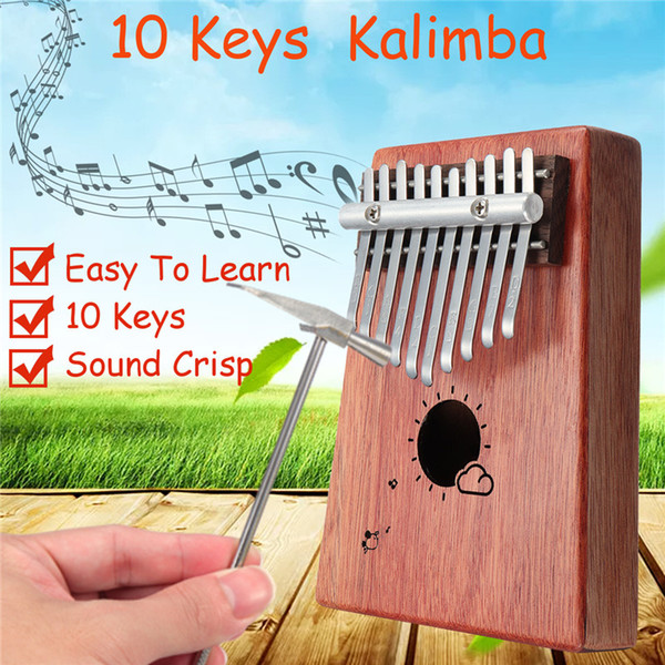 10 Keys Kalimba African Solid Mahogany Wood Thumb Piano Finger Percussion With Tuning Hammer Entertainment Musical Instruments