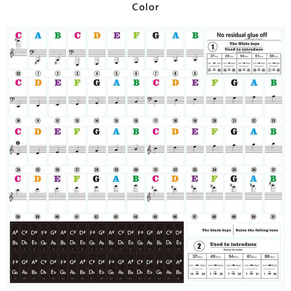 49/61 Key Electronic Keyboard Piano Sticker Transparent 88 Key Piano Keyboard Sticker Stave Note For White Keys