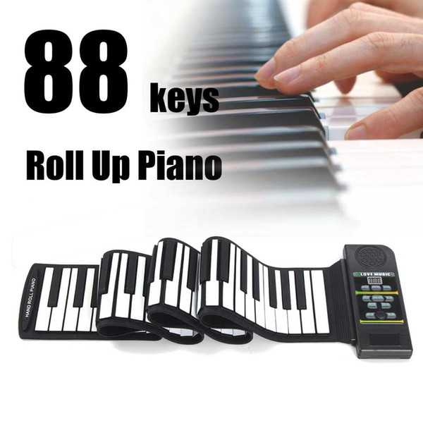 88 Key Roll Up Digital Tone Electronic Soft Keyboard Piano Silicon Flexible Roll Up Piano with Loud Speaker Kids Birthday Gift