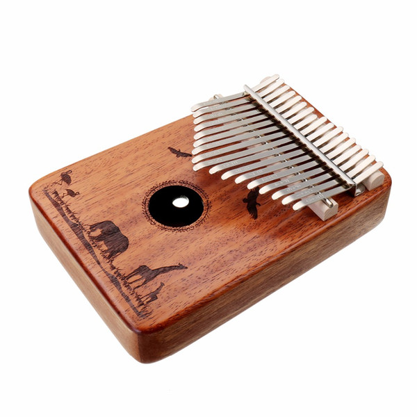 17 Keys Finger Kalimba Thumb Piano Mahogany Wood African Percussion