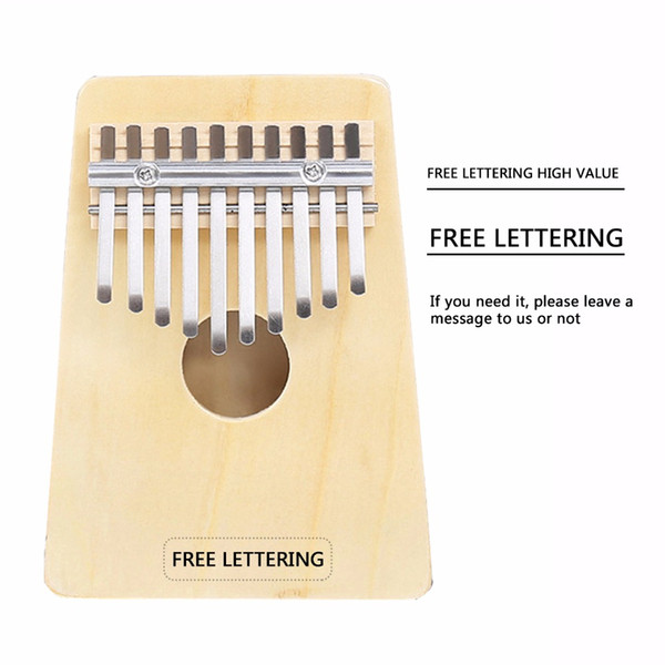 Free Lettering 10 Keys Kalimba Mbira Likembe Sanza Thumb Piano Hollow Thumb Finger Piano African Traditional Music Instrument