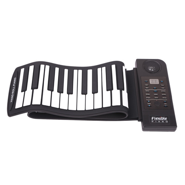 Portable Flexible Digital Keyboard Piano 61 Keys 128 Tones 128 Rhythms Electronic Roll Up Piano Children Toys Built-in Speaker