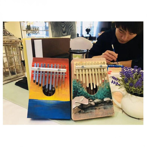 wholesale 10 Key Kalimba DIY Kit Basswood Thumb Piano Mbira for Handwork Painting Parents-child Campaign