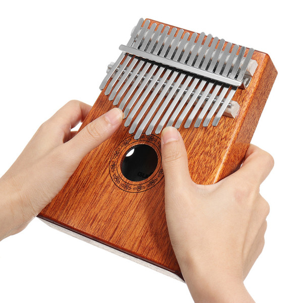 17 Keys Wood Kalimba Thumb Piano Mahogany Finger Percussion With Tuning Hammer Bag